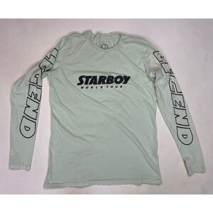 XO Starboy The Weekend World Tour Graphic T-shirt Women Small Blue Long Sleeve